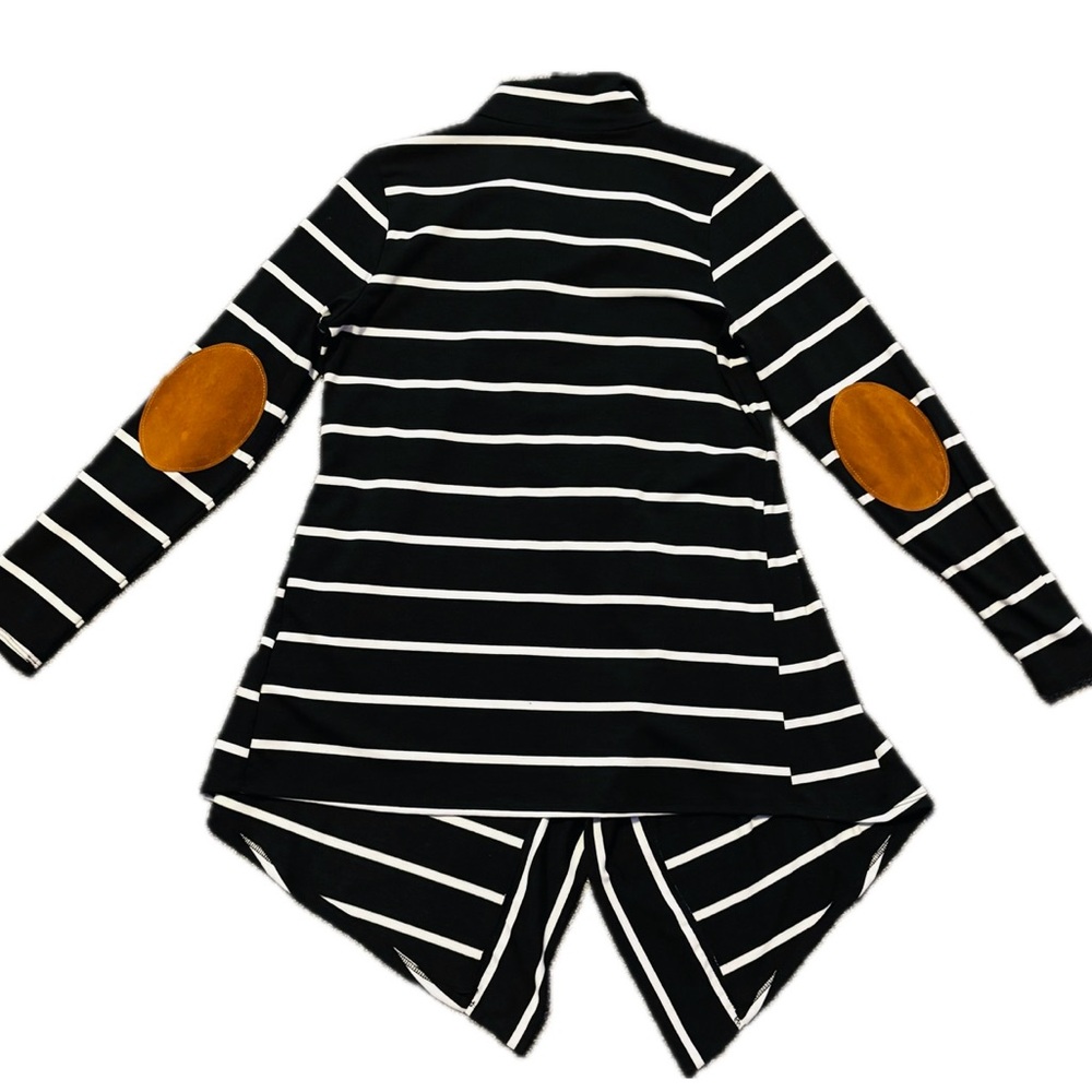 Black & White Striped Cardigan W/ Elbow Patches!
 MEDIUM